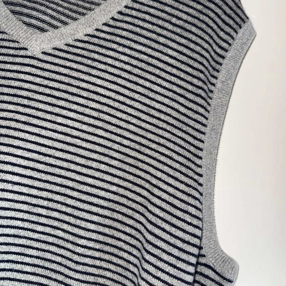J. Crew Gray and Black Striped Knit Vest